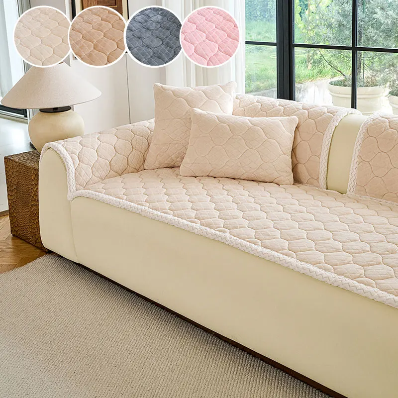 1PC-Autumn and winter living room bedroom sofa cushion, warm and non slip plush straight row sofa cushion