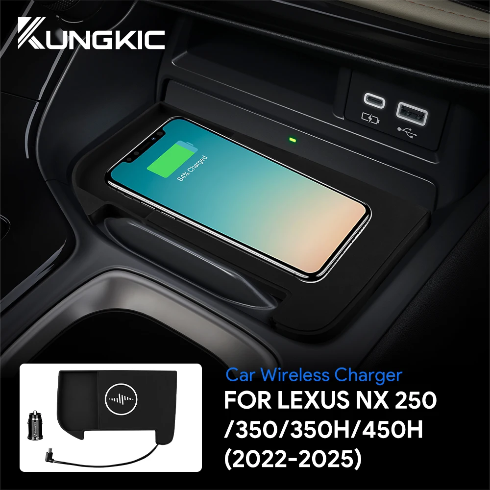 Для Lexus 2022 2023 2024 2025 NX 250/350/350h/450h+ 15 Вт автомобильное беспроводное зарядное устройство мобильный телефон быстрая зарядка держатель LHD ПВХ доска аксессуары