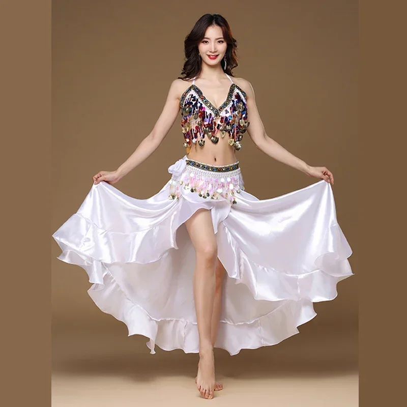 New Adult Lady women Belly Dance Costume Oriental bellydance skirt Stage Performance 3pcs set Bra Belt Skirt Bellydancing Wear