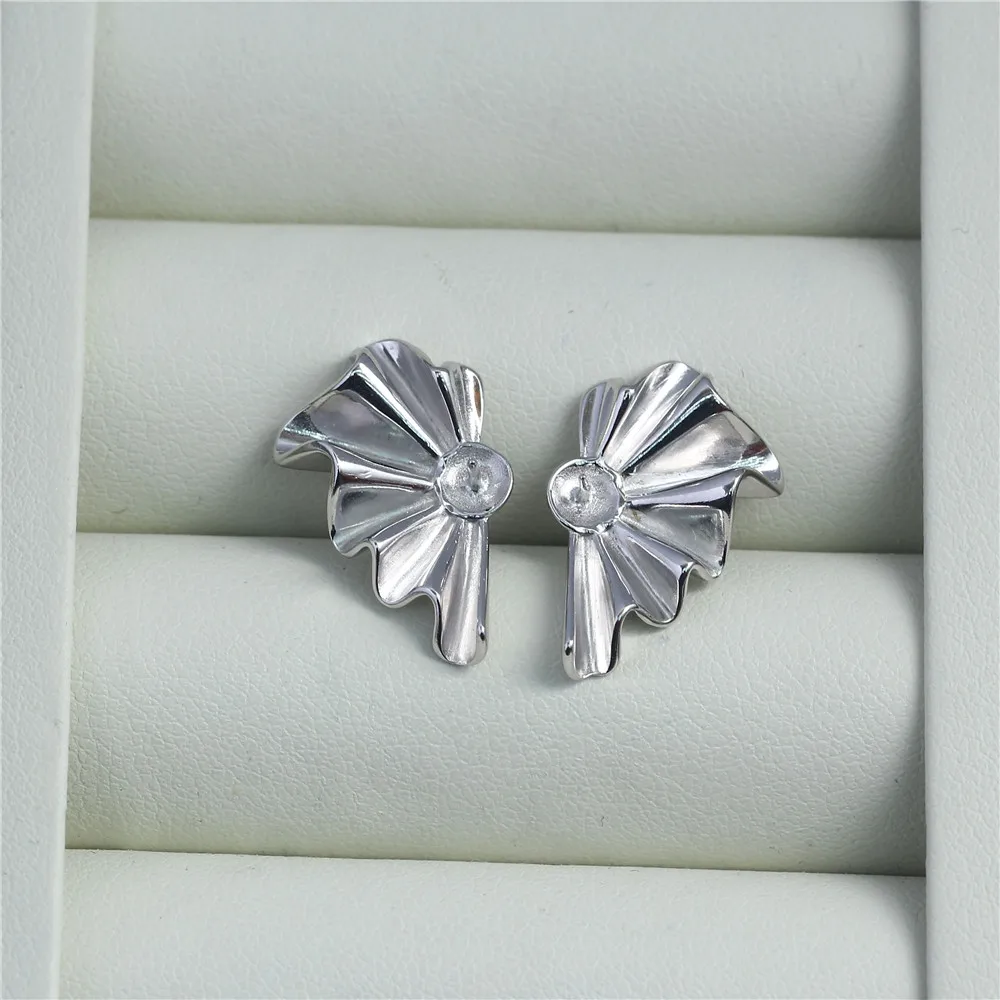 S925 Sterling Silver Pearl Earring Settings DIY Jewelry Making Supplies Blank Earring Posts for Handcrafted Accessories No Pearl