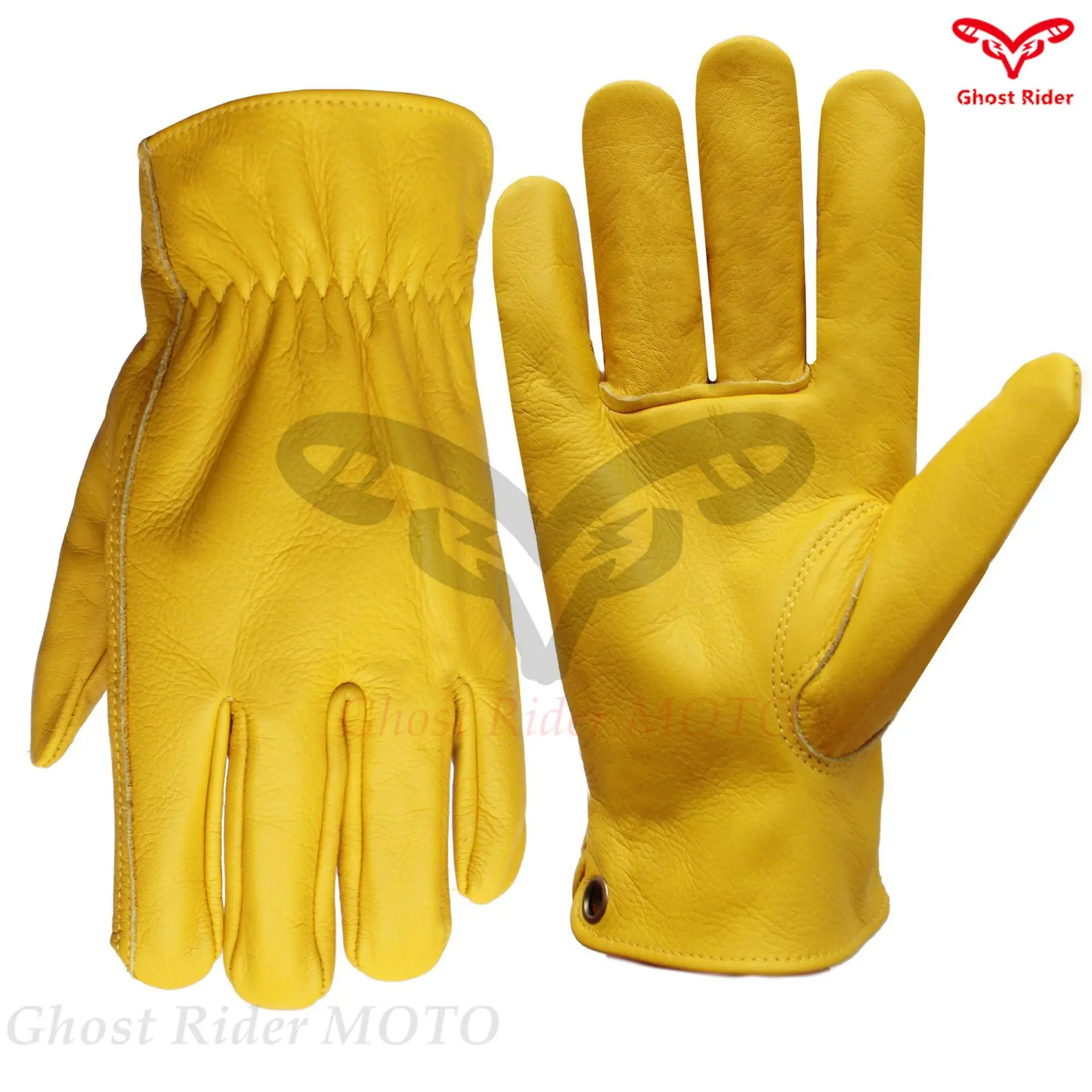 Motorcycle gloves leather wear-resistant non-slip full leather gloves yellow cowhide gloves S-XL size motorcycle accessories