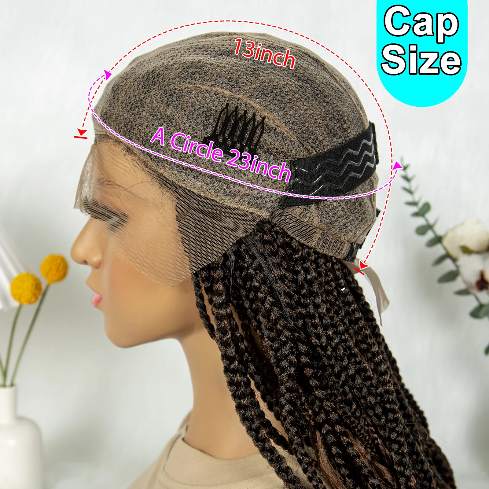 Kima Goddess Box Braided Wigs Transparent Full Lace Braided Wig French Curly Ends with Baby Hair Braided Wigs for African Women