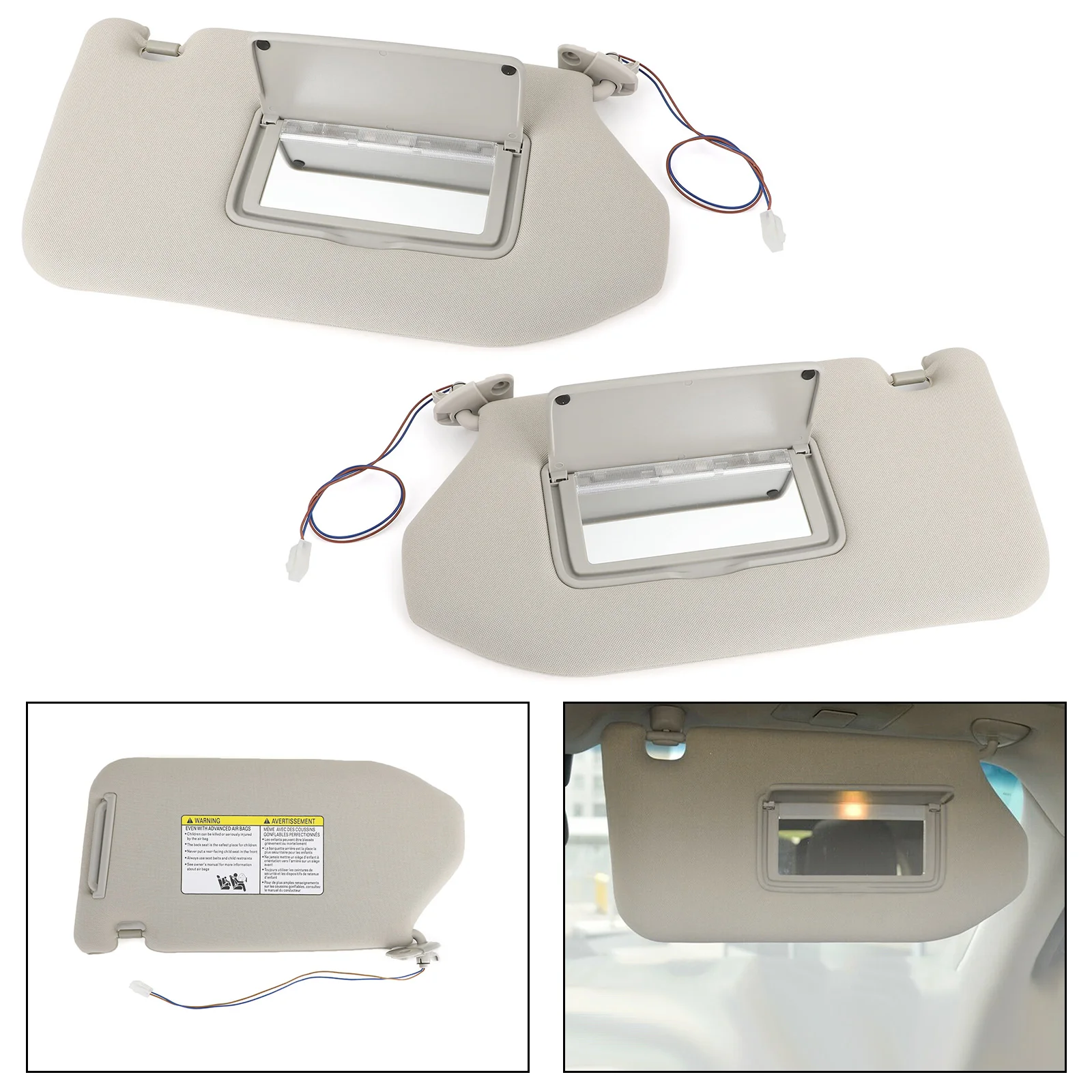 Artudatech Right Sun Visor Gray For 13-18 Pathfinder 14-17 Infiniti QX60 w/ Lamp