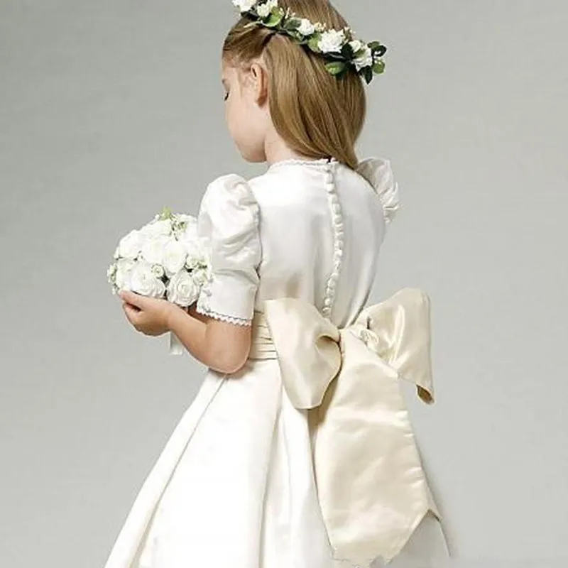 Vestidos Flower Girl com lantejoulas e miçangas para crianças, vestidos A Line para casamento, aniversário, vestidos de concurso, primeira comunhão