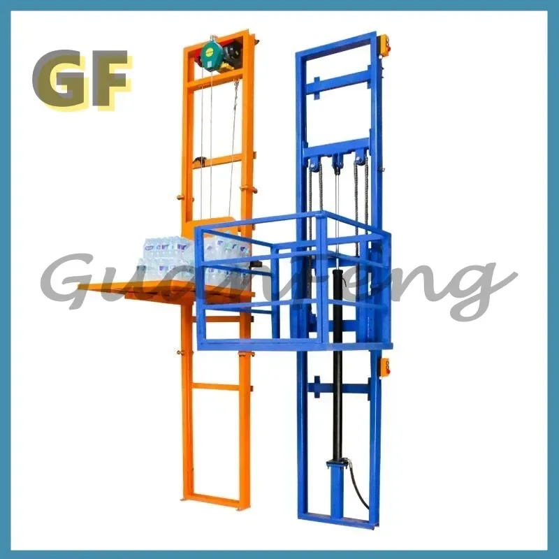 Electric hydraulic small lift freight elevator, guide rail type simple warehouse room, household lifting platform