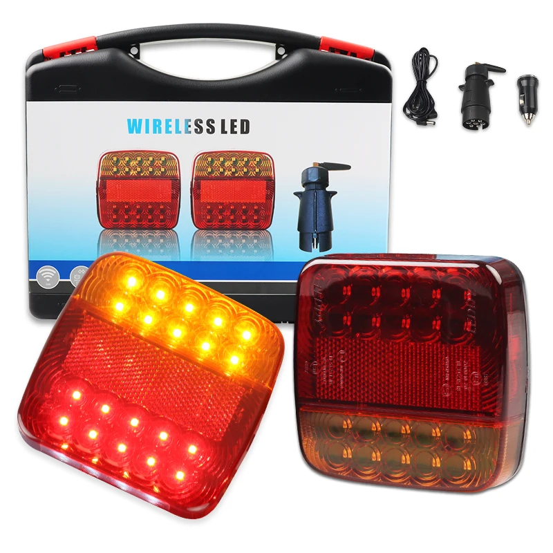 Rechargeable Wireless Reflective Lens Truck Taillights Brake Lights LED Trailer Rear Tail Turn Signal Lamp Caravan Camper Lorry