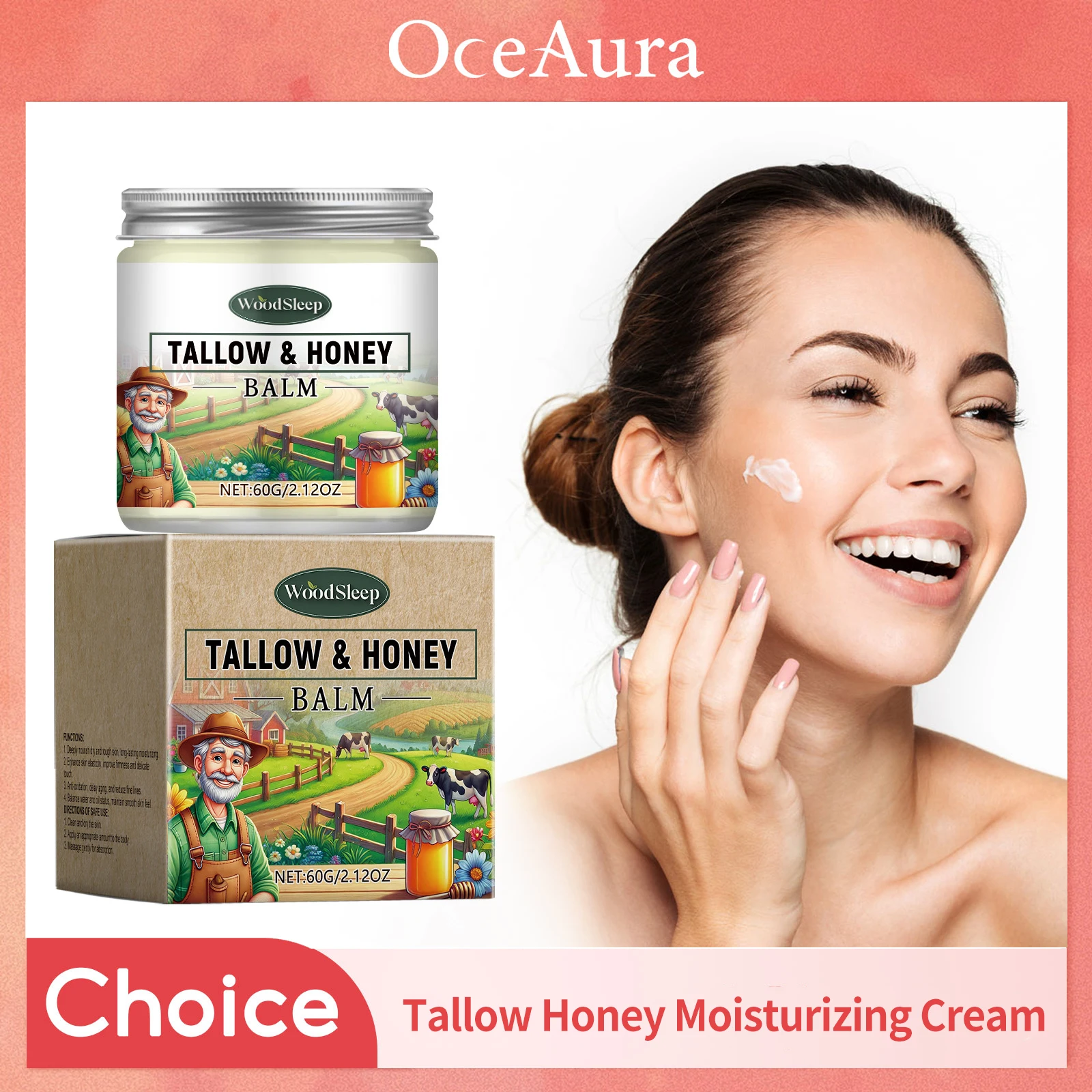 

Grass Fed Beef Tallow Balm With Honey Deep Moisturizing Smooth Reduce Fine Lines Glow Hydrating Skin Tallow Firming Body Lotion