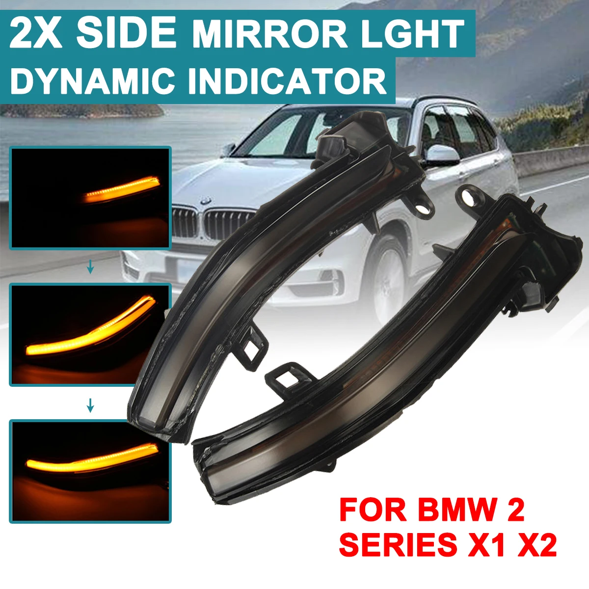 

1 Pair Highlight LED Car Dynamic Turn Light Rearview Mirror Signal Lamp Yellow for BMW 1 Series F52 Sedan,2 Series F45 F46 Wagon