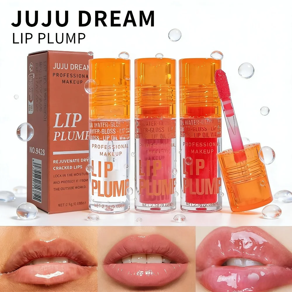 JUJU DREAM Lip Plump Gloss (Multi-Tonos) - Aceite de labios Brillo de agua, Hidratante y rellenador, Rejuvenece los labios secos para un aspecto de labios brillante