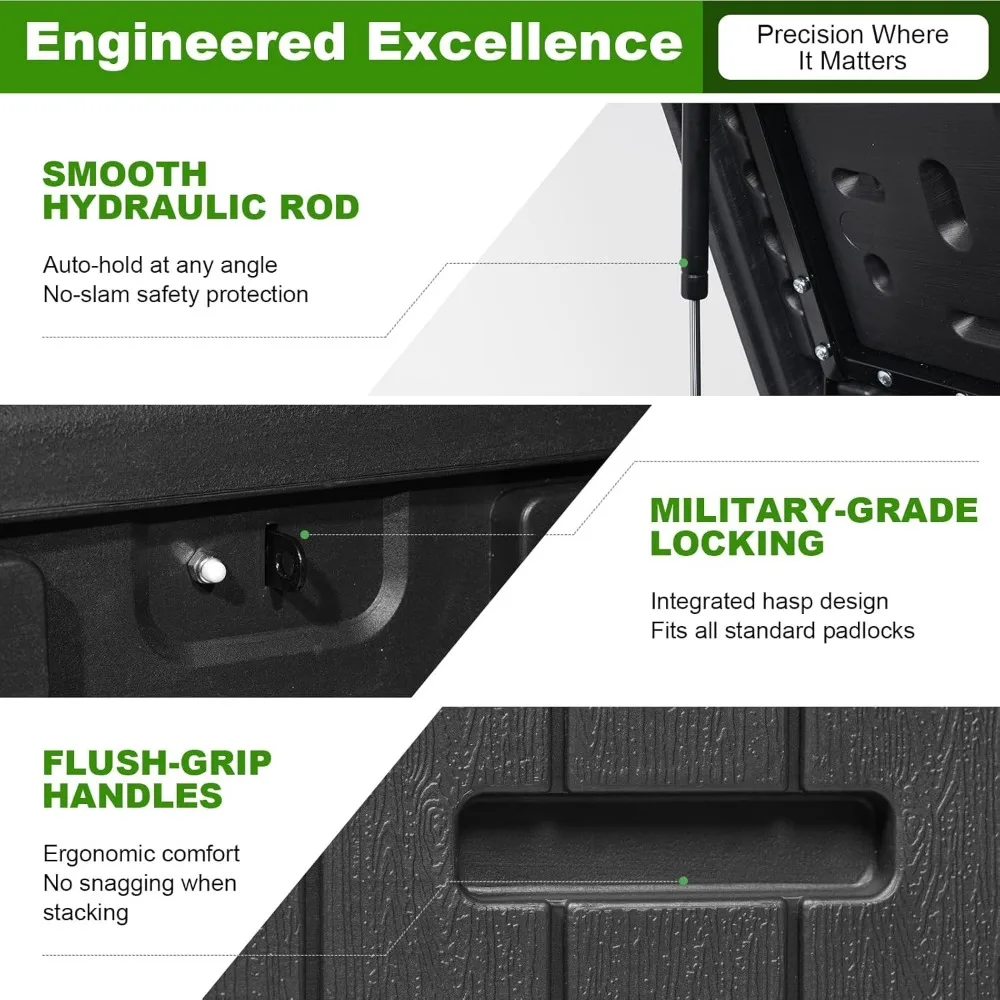 230 галлонов, водонепроницаемый ящик для хранения на открытом воздухе, очень большой пластиковый ящик для наружной террасы, устойчивый к атмосферным воздействиям, полимерный ящик для хранения патио с замком