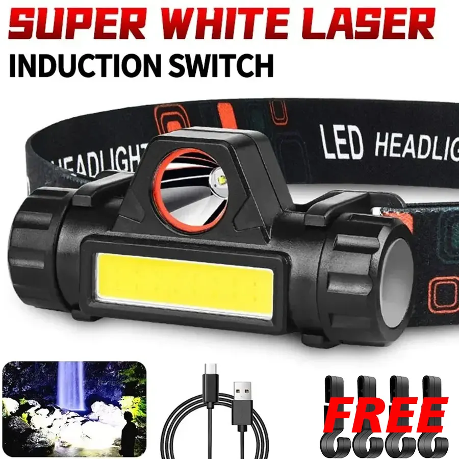 

Rechargeable Mini COB LED Strong Magnetic Powerful Headlight Super Bright Waterproof Head Torch For Outdoor Night Fishing