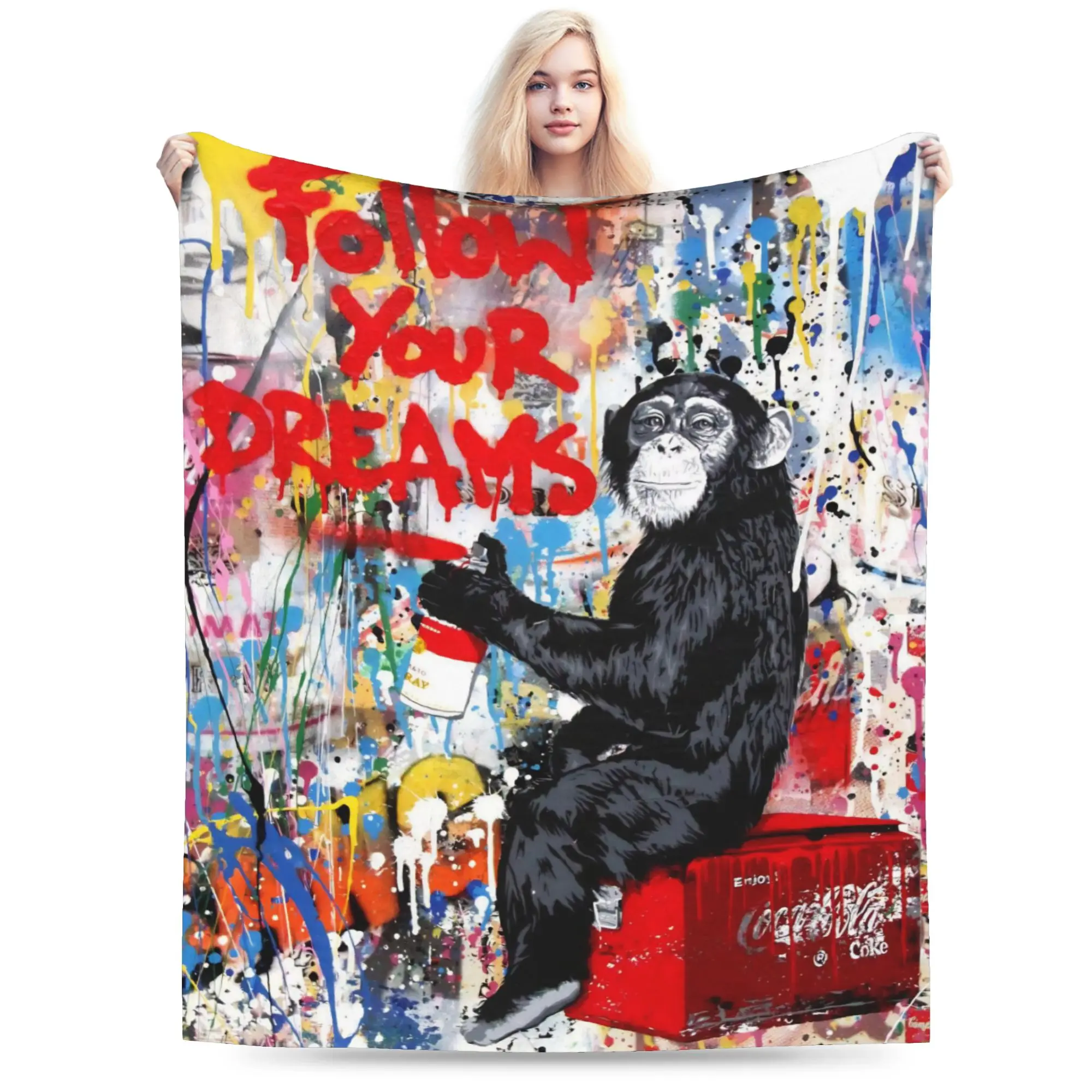 Super Soft Banksys art Throw Blanket Premium Flannel Fleece Lightweight  Bed Blanket Cozy Warm Bedspread All Season Use
