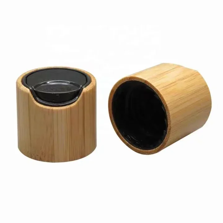 Wholesale Factory Bamboo White Black Disc Top Cap Stock Bamboo Disc Cap Black White Transparent Plastic Inner Wood Bamboo Lid