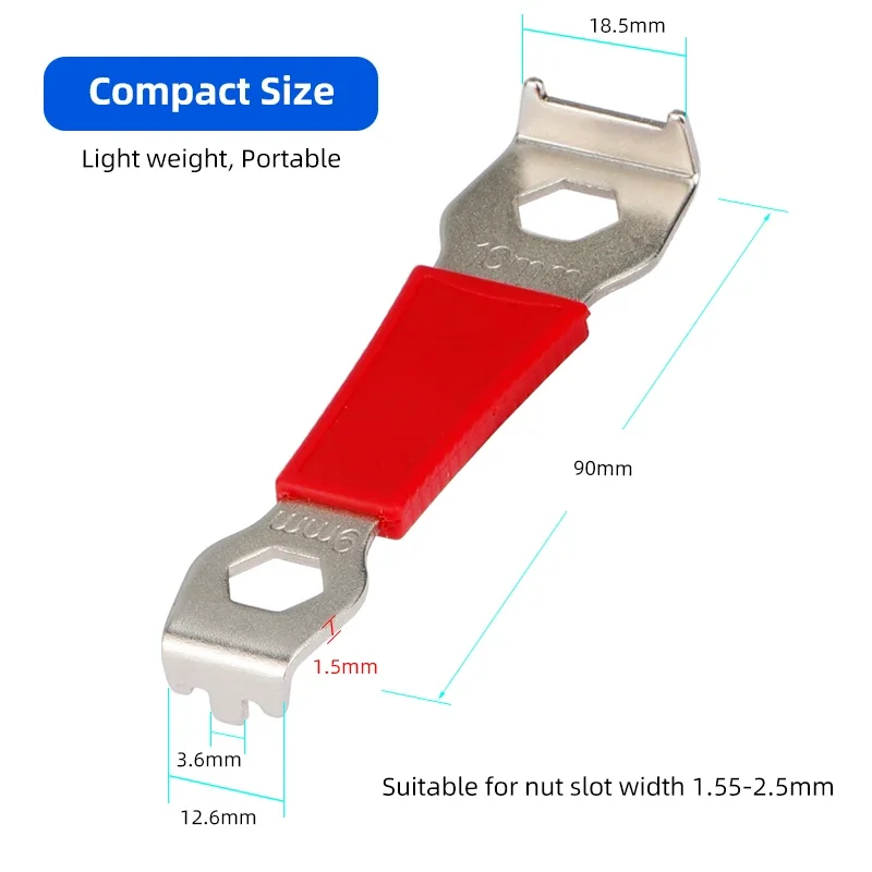 Deemount Bicycle Chainring Wheel Nuts W/ 1.5-2.5mm Slot Removal Install Tool Carbon Steel Wrench Spaner for M9 M10 Bolts
