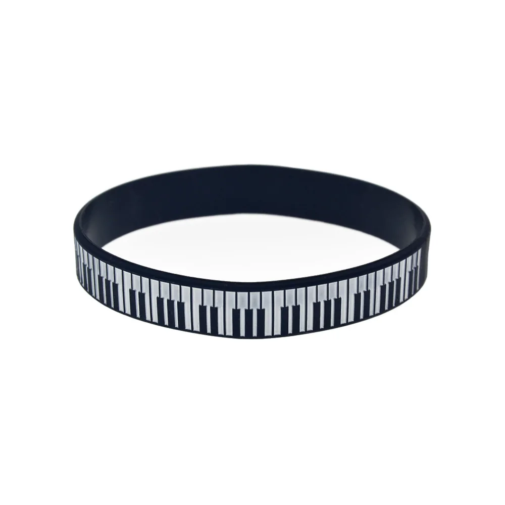 1 PC Piano Keys Silicone Bracelet 1/2 Inch Wide Debossed And Printed Logo