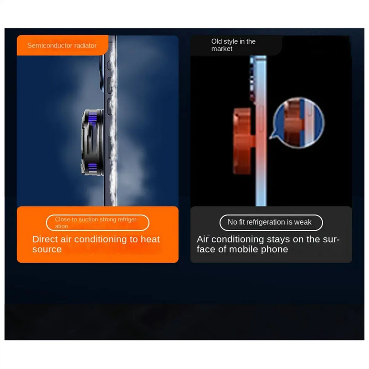 goodidea Radiateur magnétique pour téléphone portable avec affichage numérique, ventilateur de refroidissement à semi-conducteurs pour tablette/téléphone, C