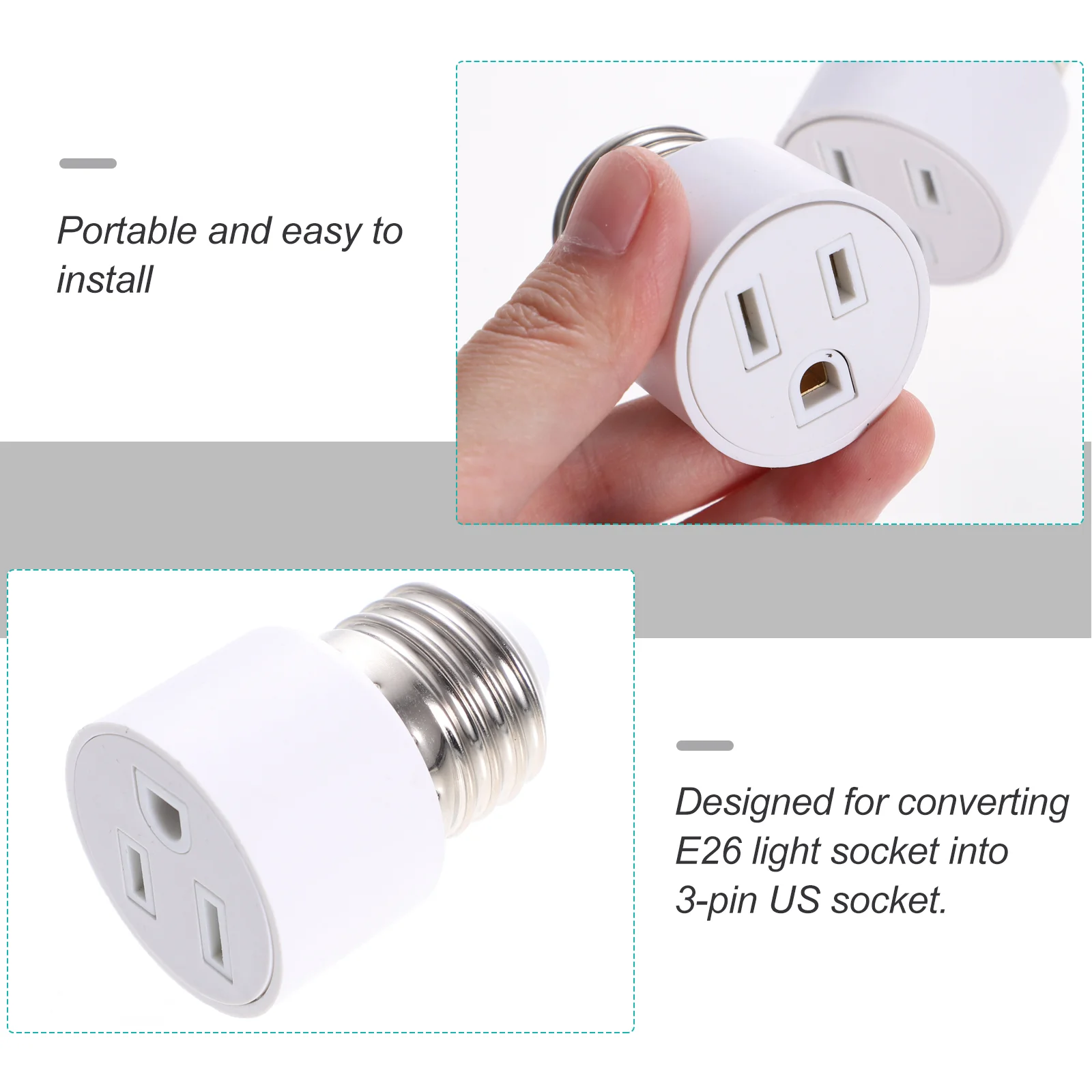 2 pçs lâmpada para tomada divisor e27 conversor adaptador de luz lâmpadas led polarizado seguro 3 pinos soquete fácil instalar porta da garagem