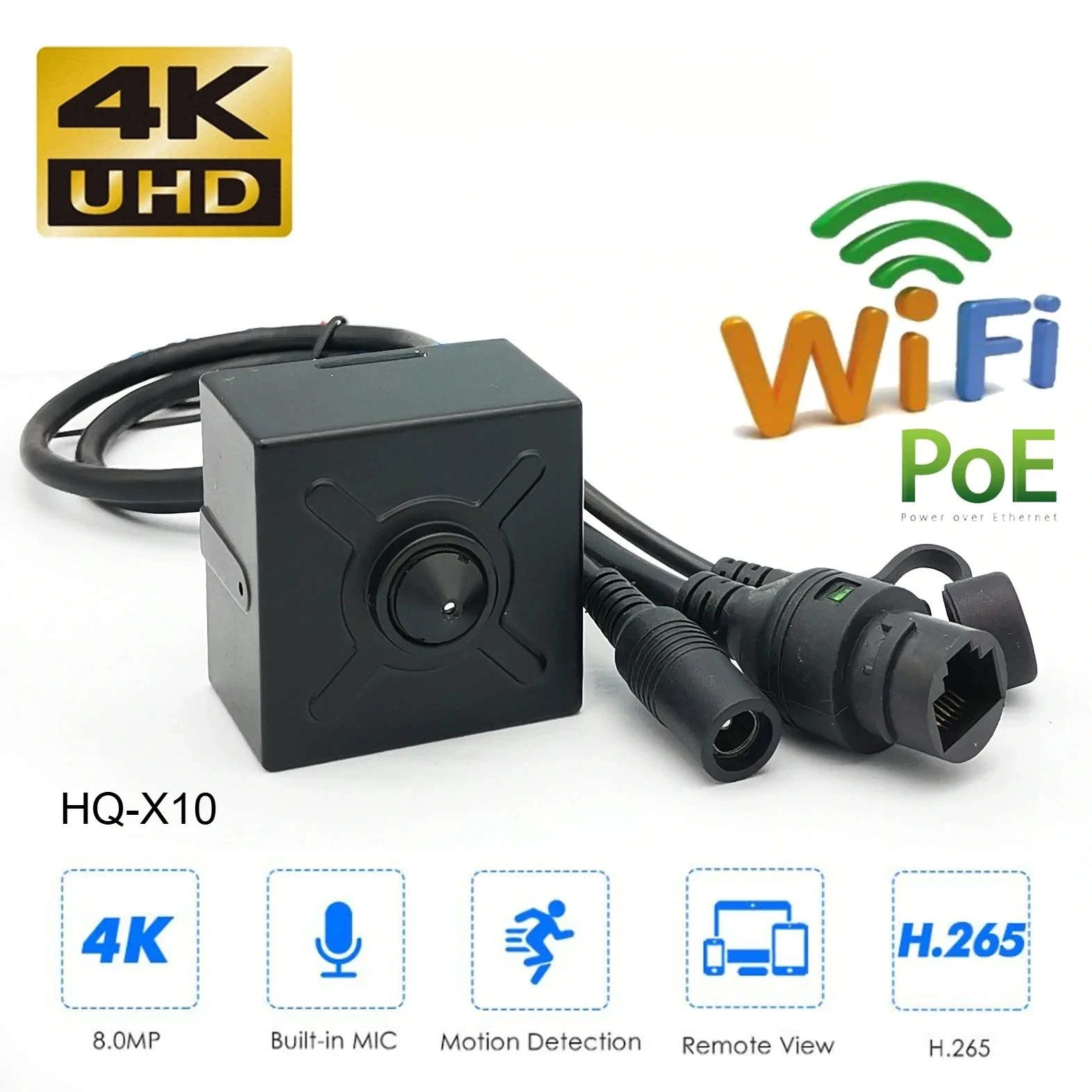 4K 8MP Wifi PoE Starlight Pin Hole Cube Square Mini IP Camera Korean Lens for Indoor Covert Forensics Industry Use