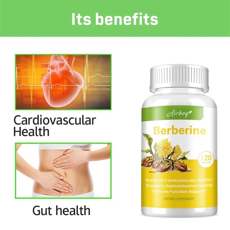 Berberine Capsules - Supports Cholesterol Levels, Heart Health, Weight Management, Promote Cardiovascular and Digestive Health