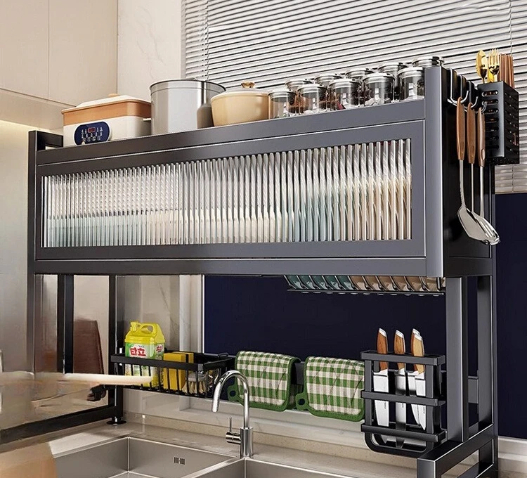 

Kitchen sink, rack, household dishes, sink water