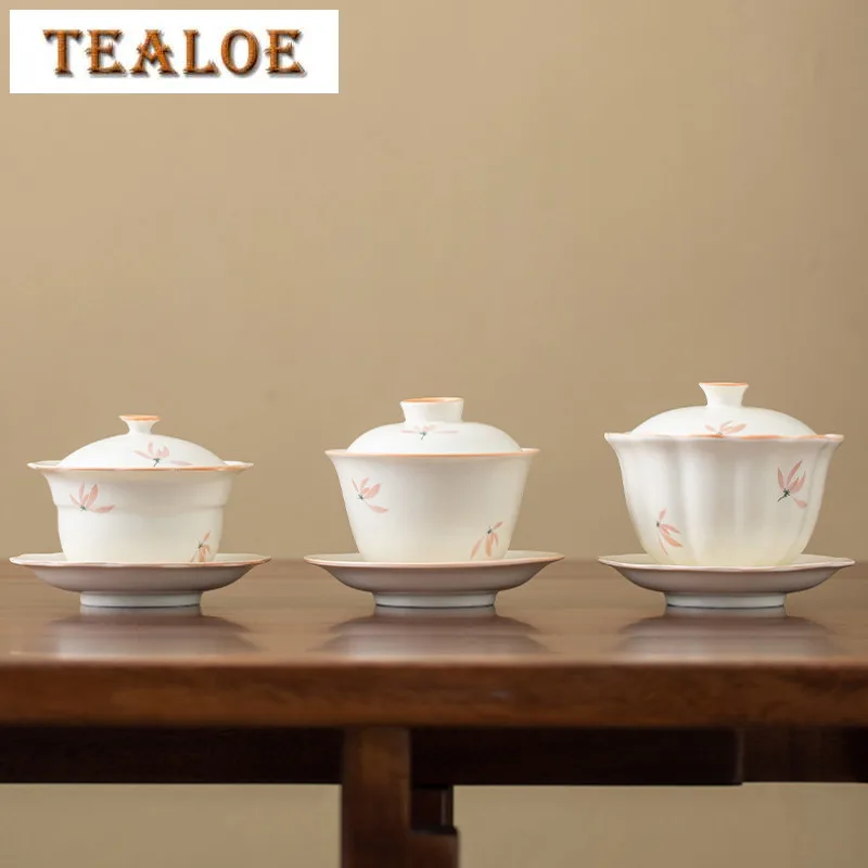 

Retro Orchid Wind Chime Gaiwan Creative Flower Mouth Gourd Tea Tureen Household Tea Making Cover Bowl Teaset Accessories Gift