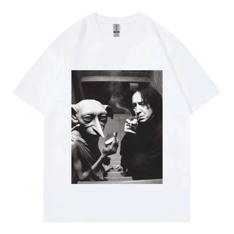 

Fun Goblin Magister Smoking T-shirt and Snape Retro Fashion Printed Suitable for Summer Sleeved Harajuku Streetwear Tops Tees