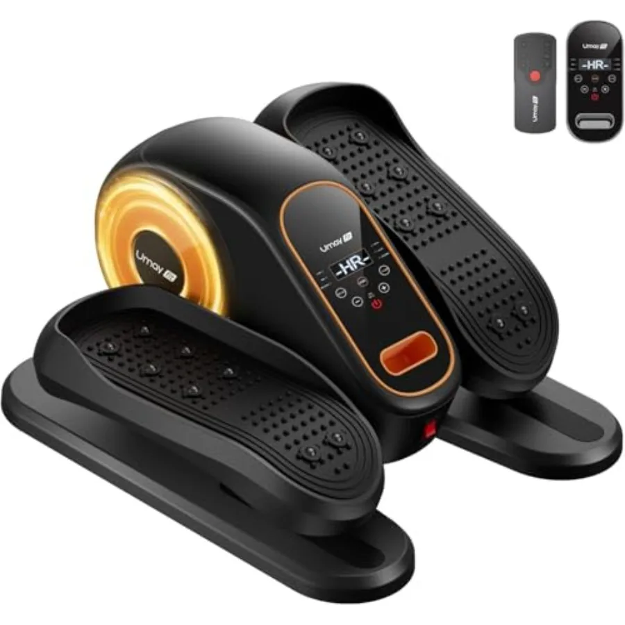 Under Desk Elliptical Machine for home office use, ABS plastic body, black finish, quiet magnetic resistance with 12 speed leve