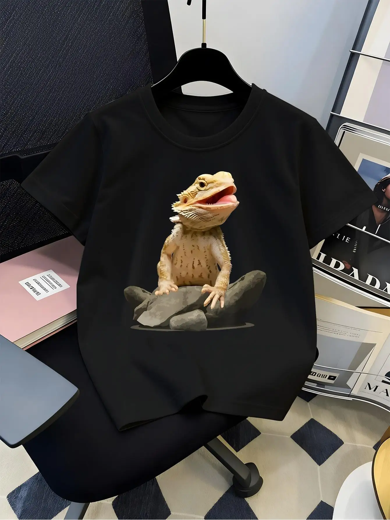 Cute Bearded Dragon Lizard Animal Realistic Graphic Print Family Matching Short Sleeve Tee Boys Girls Kids Summer Casual Tops