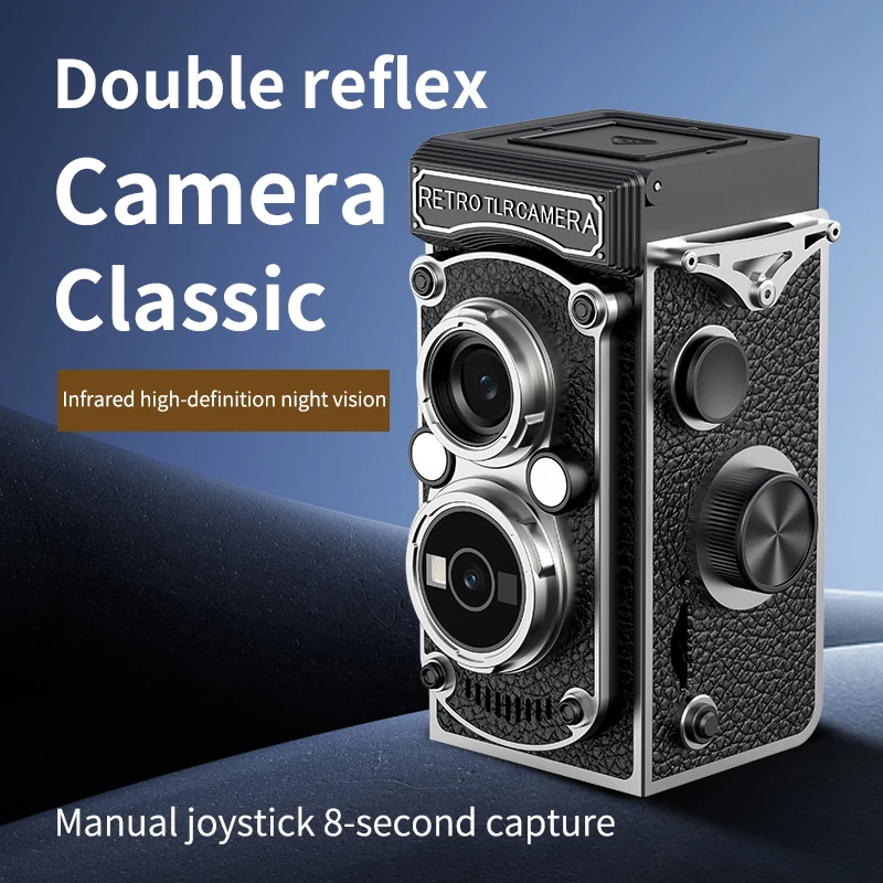 

Ретро мини-цифровая камера 1080P с двумя объективами, винтажная, с ручным управлением джойстиком, портативная камера 1,54 дюйма для подарка на Рождество