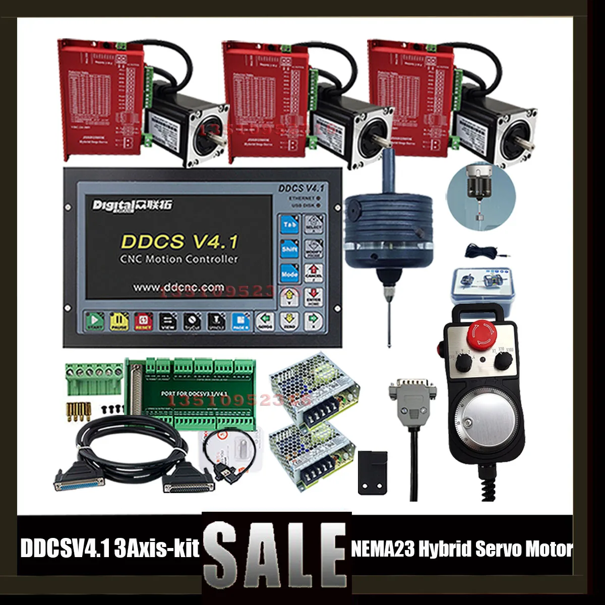 The Latest Dcsv4.1 3-axis Cnc Engraving Machine Controller Kit Nema23 Hybrid Servo Motor Driver + Mach3 3d Edge Finder Mpg 75w24