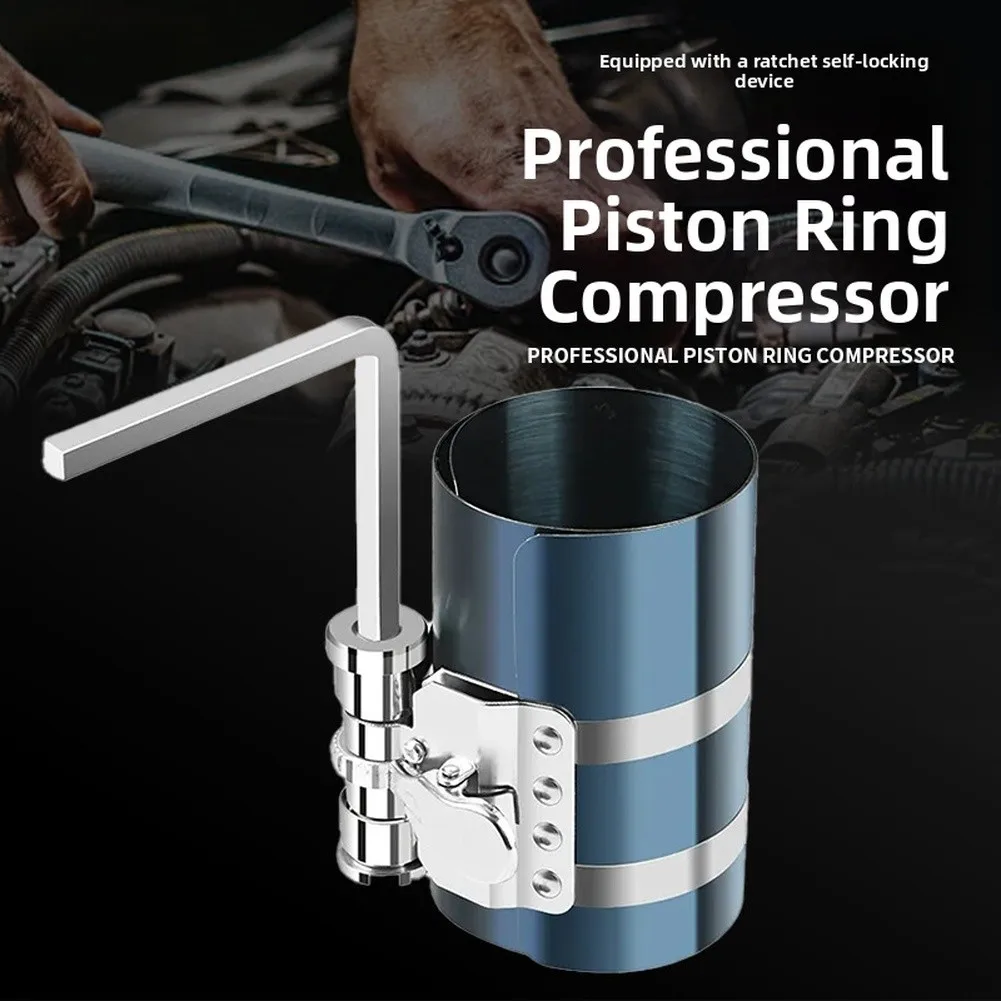 

For Engine Repair Blue Piston Ring Clamp Adjustable 53-195mm Range Anti-reverse Ratchet Lock For Most Vehicles