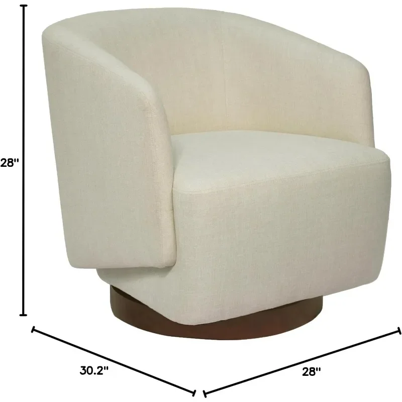 Accent Chair,Modern Swivel Chairs for Living Room and Bedroom Reading with Wood Base,Performance Fabric in Beige