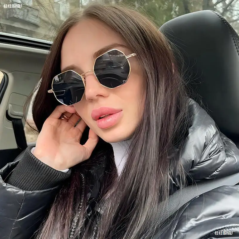 Square Polygon Metal Sunglasses Vintage Women Luxury Brand Design Sun Glasses Men Mirror Gafas De Sol Uv400 Eyewear