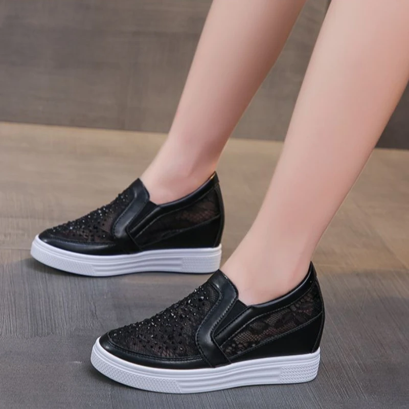 2026 Summer New Women Breathable Hollow Out Mesh Slip On Hidden Wedge Heel Casual Shoes Lightweight Versatile Ladies Elevator - view 6
