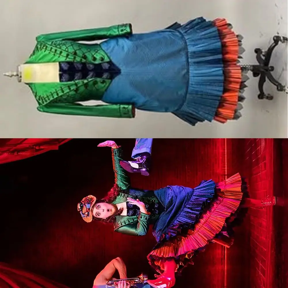 

Musical Fanny Brice Cosplay Funny Costume Women's Historical Victorian Bustle Ball Gown Halloween Broadway Stage Show Dress