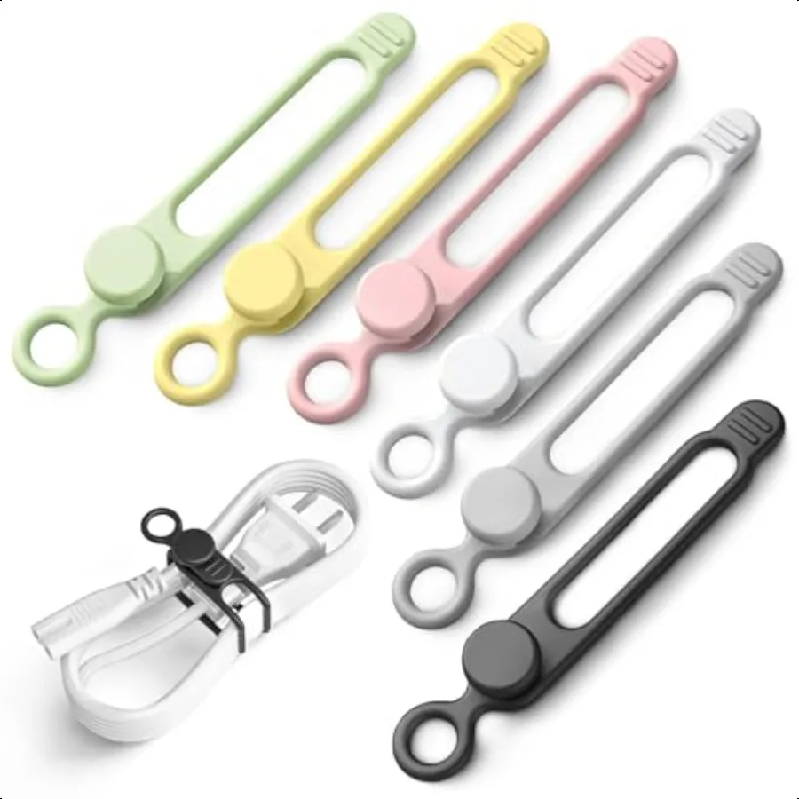 

30Pcs Silicone Cable TiesReusable Data Cable Organizer for Office Multipurpose Elastic Cord Management Ties for Bundling and Fa