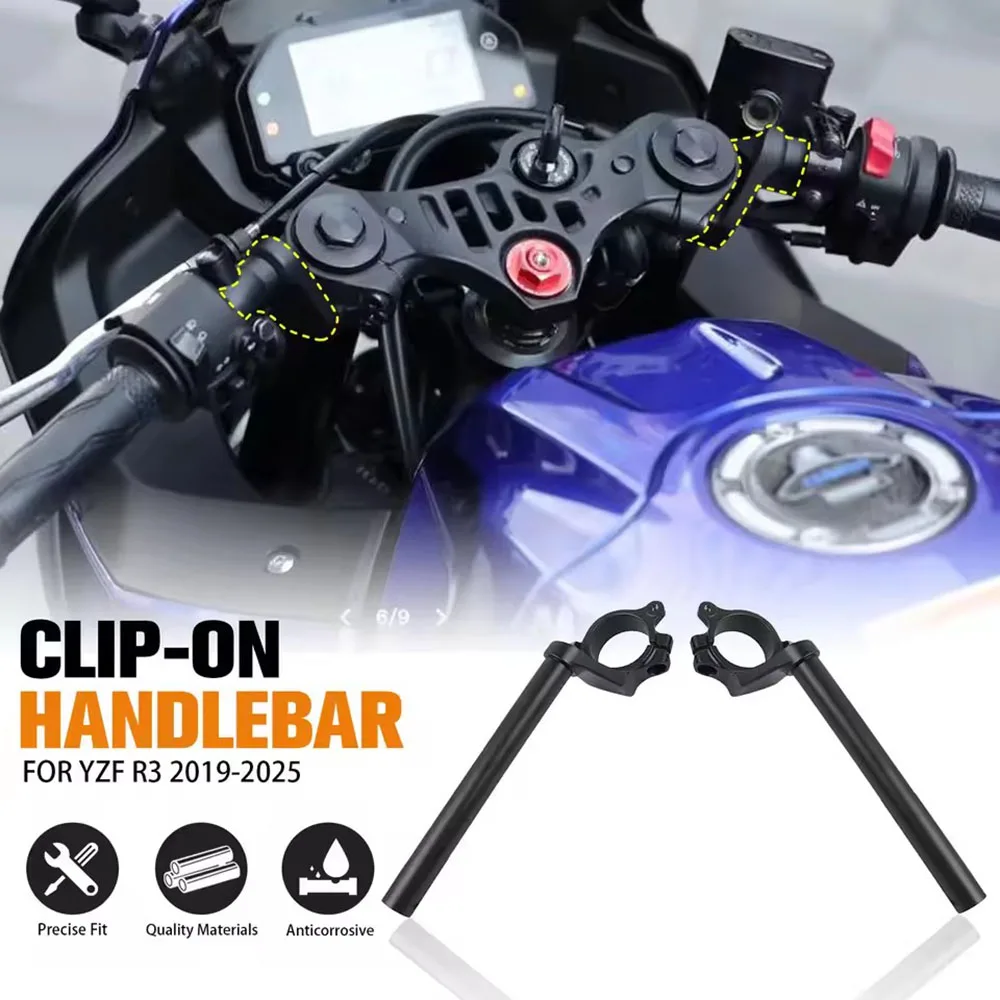 

For YAMAHA YZF-R3 YZF R3 YZFR3 R25 R 25 2019-2025 Motorcycle Fork Tube Clip-On Handlebars Clip Ons Handle Bar Grips Accessories