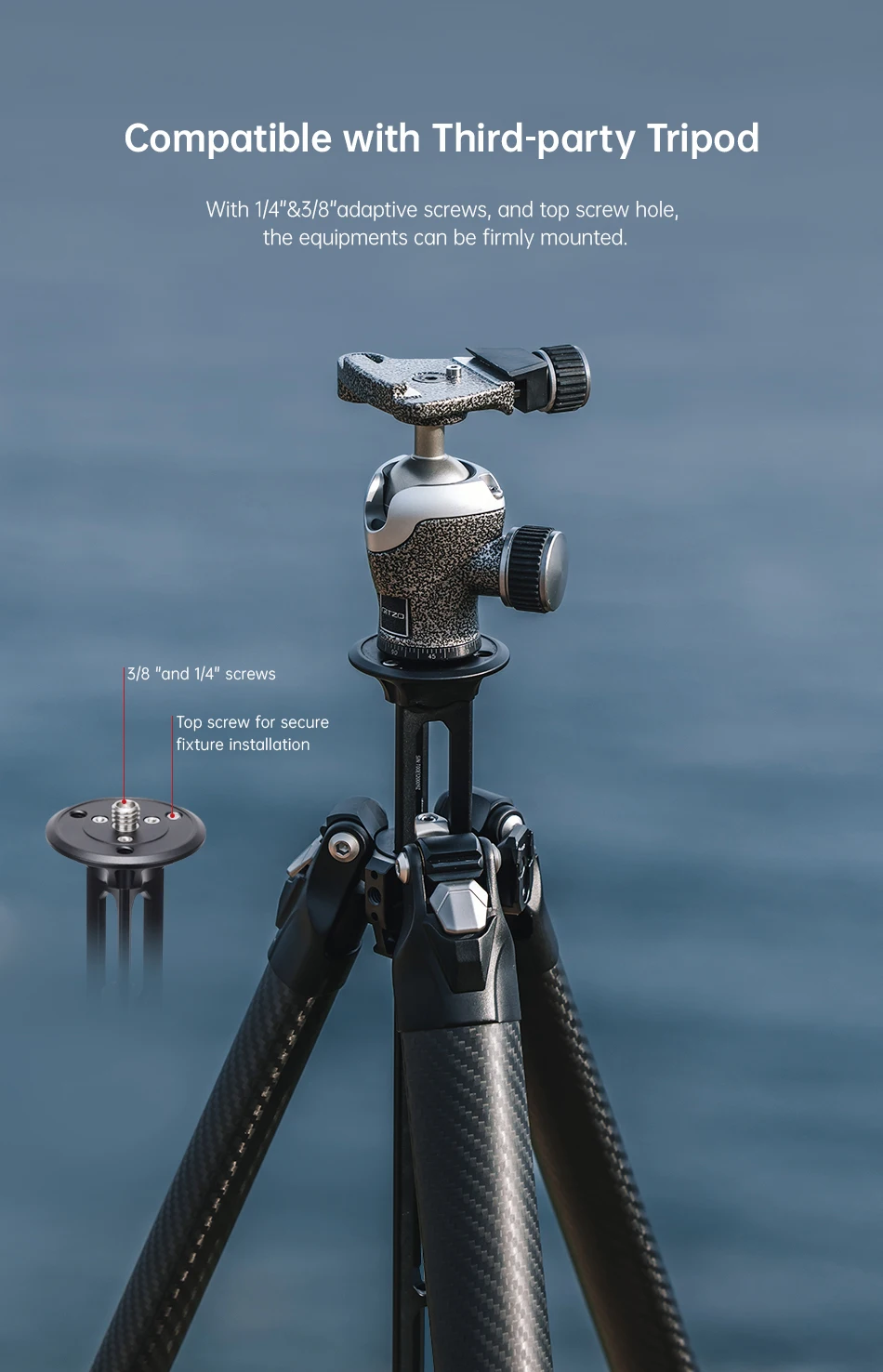 Ulanzi falcam treeroot Mittels äulen modul mit Gewinde oder f38 pro qr Trigger invertierter Kugelkopf für Treeroot Quick Lock Stativ – Detail 2