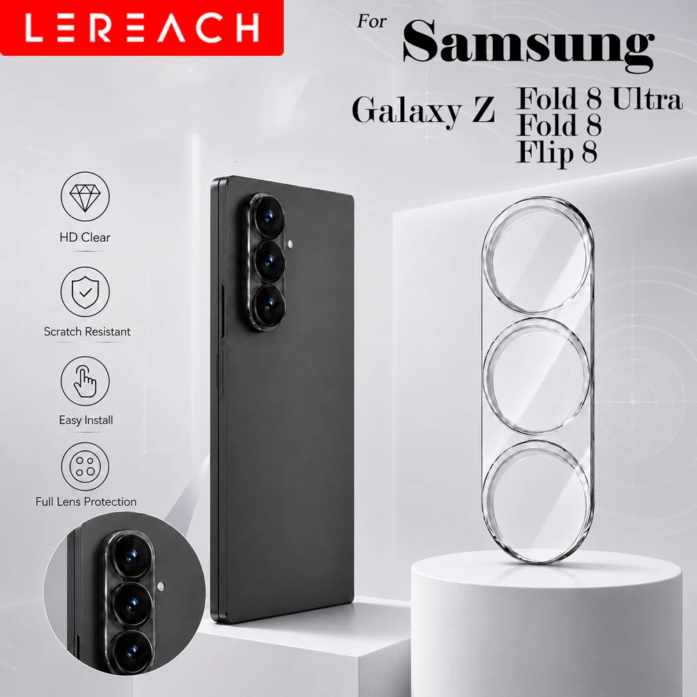 Lereach for Samsung Galaxy Z Fold 8 Ultra Flip 8 Tempered Glass Camera Lens Protector Scratch Resistant High Transparency