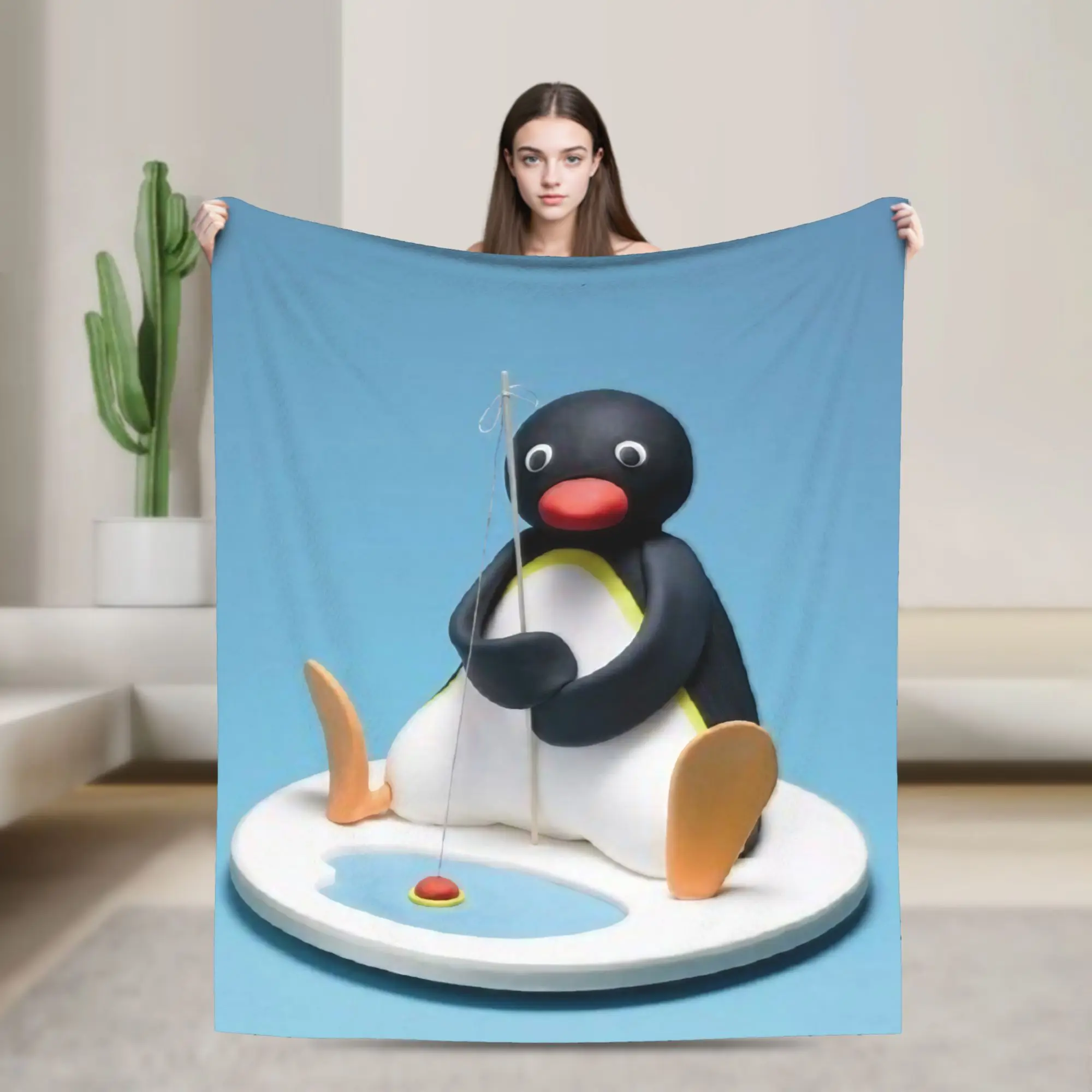 Pingu Penguin Blanket Multi-size Soft Fuzzy Plush  Throw Blankets for Couch Sofa and Bed