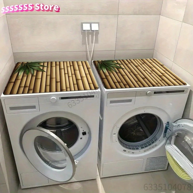 1 Elegant Bamboo Shadow Laundry Mat, Suitable for Washer and Dryer, Quick-Dry Absorbent Protective Top Mat, Diatomite Quick-Dry