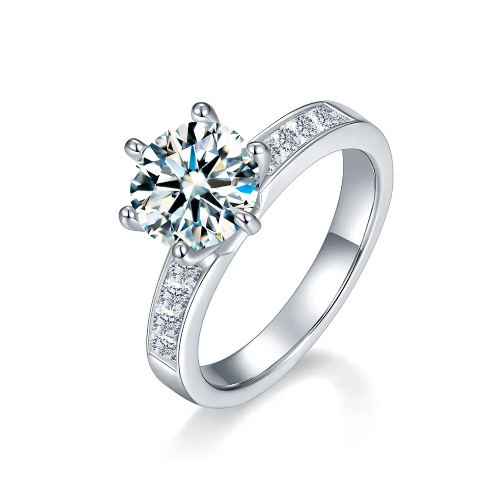 

2025 Новые ювелирные изделия из стерлингового серебра 925 пробы, классический дизайн с шестью когтями, 1-каратное кольцо с бриллиантом для женщин