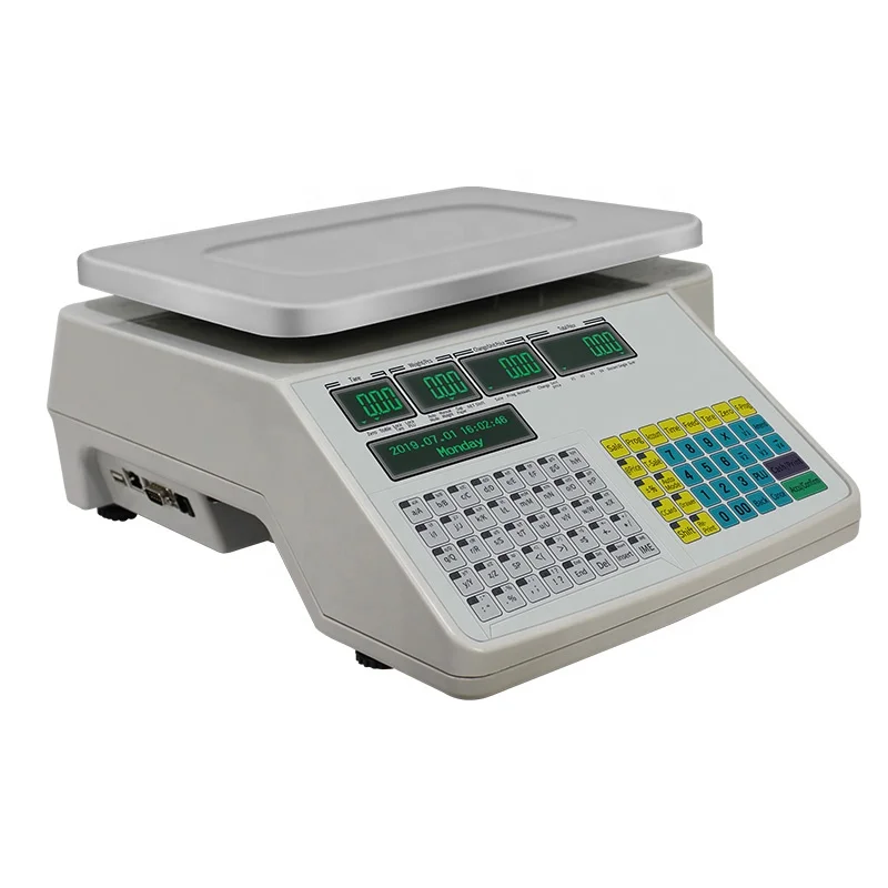 Hot sale  Receipt Printing Bench Balance Grocery Label Printing Scale Digital Price Computing Balance with Barcode Printer