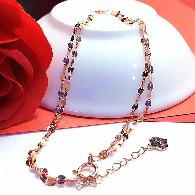 

Ladies Jewelry 585 Purple Gold New Shiny Hollow Flower Bracelets 14K Rose Gold Fashion Classic Light Luxury Jewelry