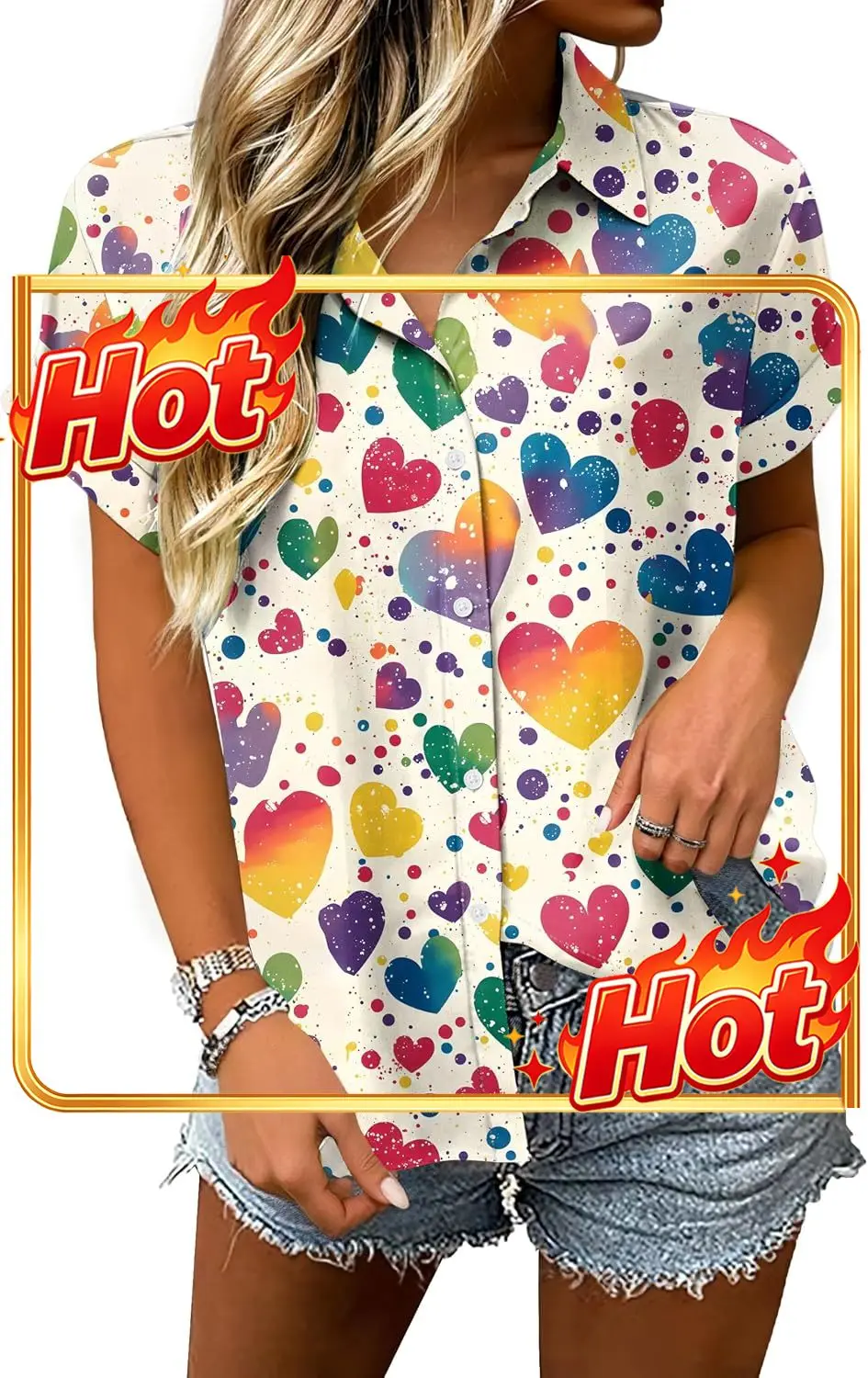Pride Shirt for Women Pride Month Rainbow Button Down Shirt LGBTQ Support Graphic Hawaii Blouse Tops