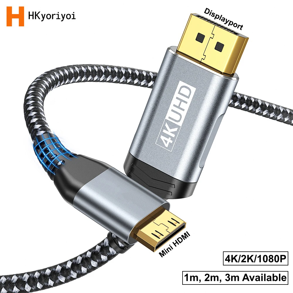 DisplayPort To Mini HDMI Cable UHD 4K 60Hz 2K 1080p Video Display For Desktop Laptop Portable Monitor Projector Mini PC