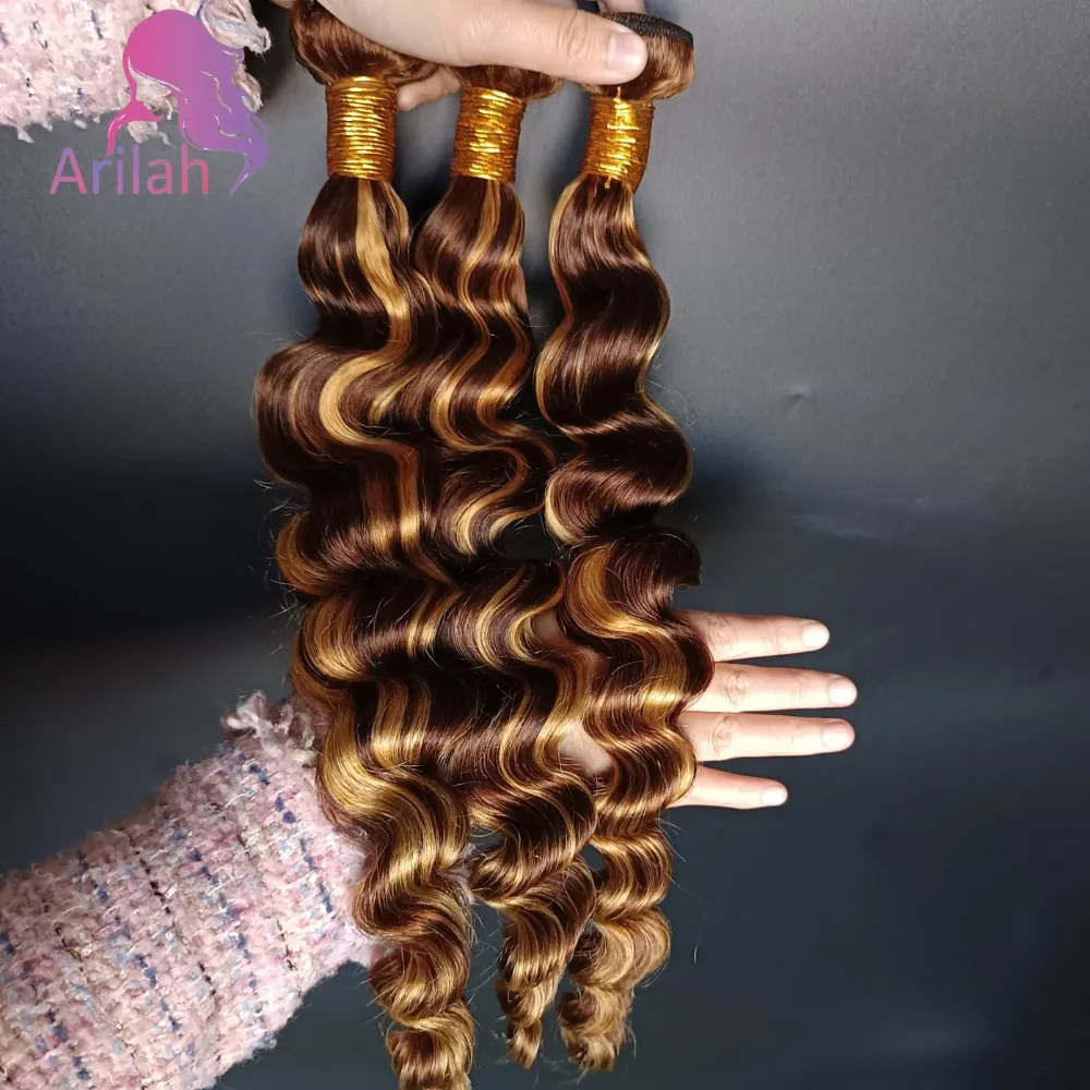 

3PCS P427 12A Grade Loose Deep Human Hair Bundles Double Weft Hair Extension 100g/PC Brazilian Virgin Hair Full End