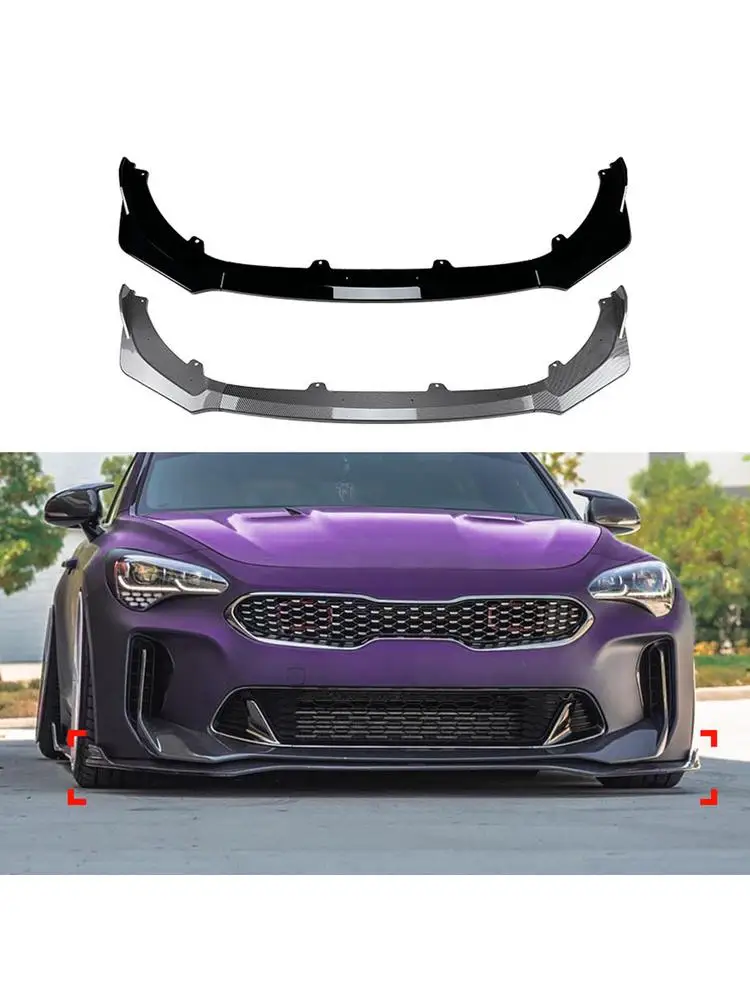 Dla Kia Stinger GT 2018 2019 2020 2021 2022 2023-24 Wygląd Karbonu/Czarny Połysk Dolny Splitter Listwa Spoilera Przedniego Zderzaka — 2