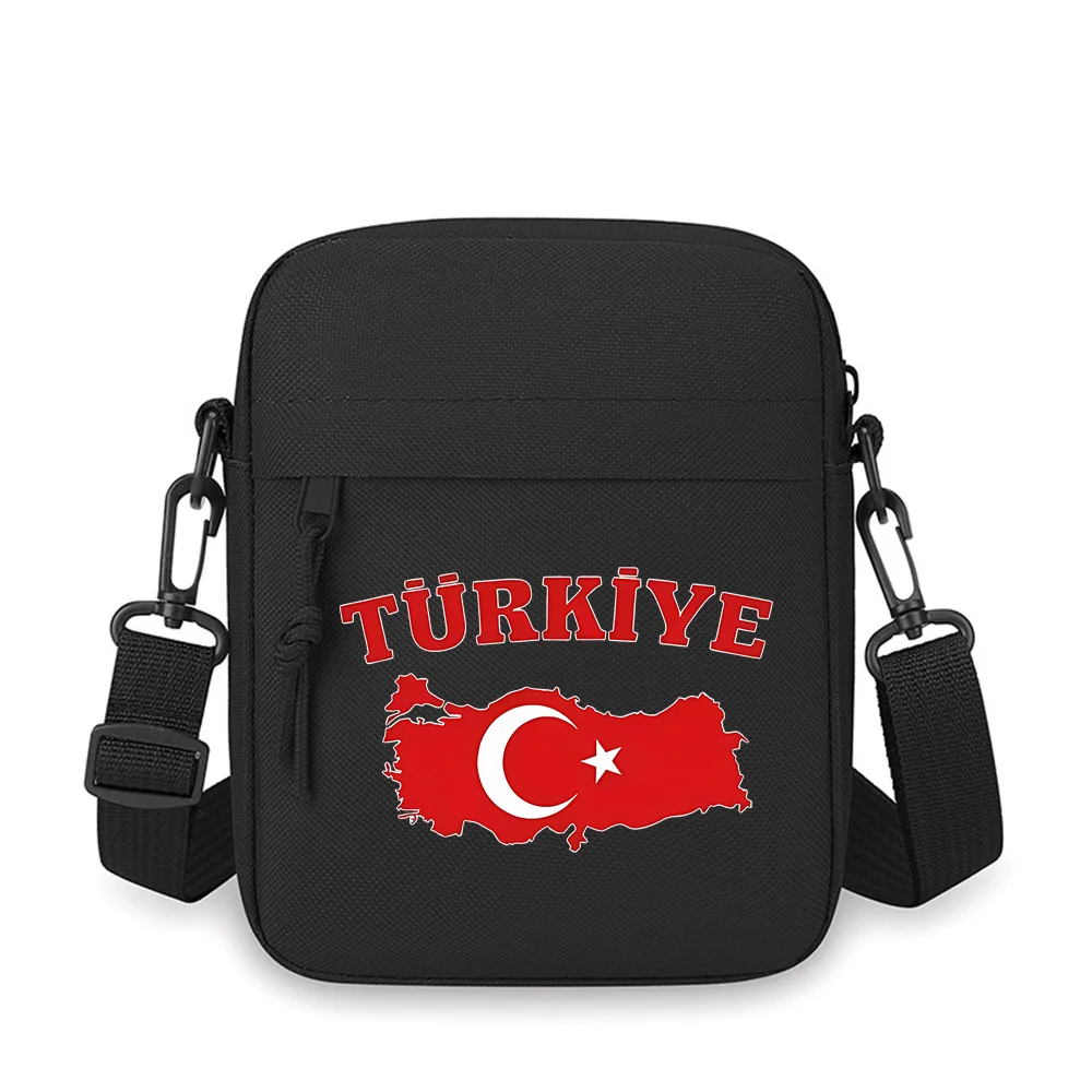Turkey map,crescent,white star,red background Men Crossbody Bag Single Shoulder Women Cartoon Anime Film Printing Design Unisex