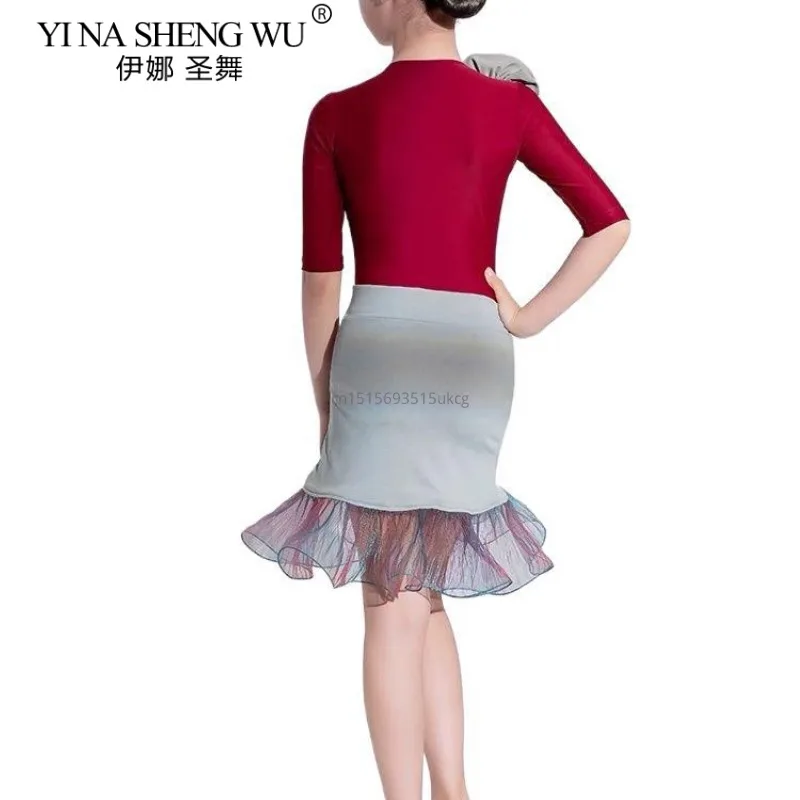 Dziewczęcy strój do tańca latynoamerykańskiego salsa rumba samba, 2-częściowy zestaw, sukienka balowa z frędzlami dla dzieci, strój na konkurs taneczny dla dziewcząt, strój do tańca latynoamerykańskiego.